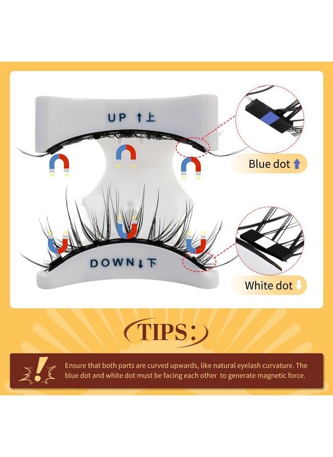 QUEWEL Magnetic Eyelashes Natural Look, 1 Pair Reusable Magnetic Eyelashes with Applicator, No Glue Needed Manga Eyelashes Magnetic Lashes Kit, Easy to Wear and Remove(Magnetic Lashes-D)