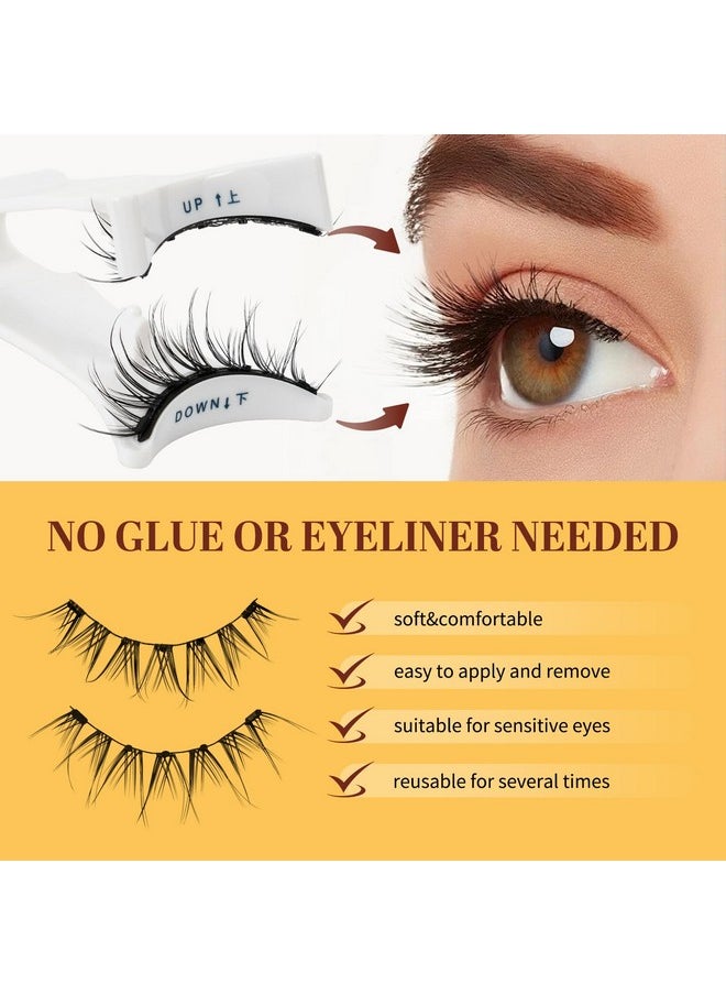 QUEWEL Magnetic Eyelashes Natural Look, 1 Pair Reusable Magnetic Eyelashes with Applicator, No Glue Needed Manga Eyelashes Magnetic Lashes Kit, Easy to Wear and Remove(Magnetic Lashes-D)