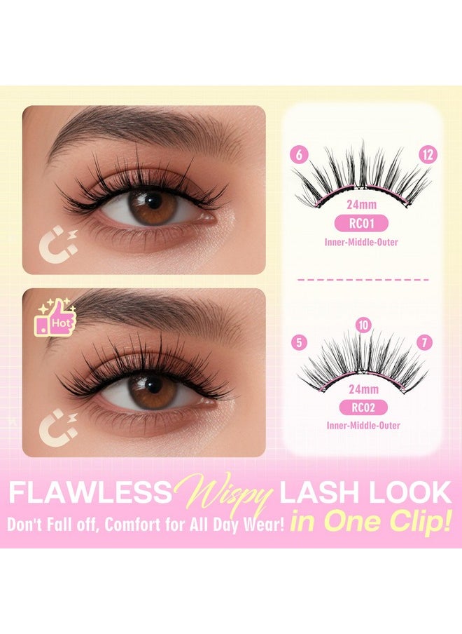 CALAILIS Magnetic Eyelashes with Applicator Soft Magnetic Lashes Natural Look Reusable Magnetic Eyelashes without Eyeliner No Glue Needed Soft Eyelashes Magnetic Lashes for All Day Comfort (RC01)