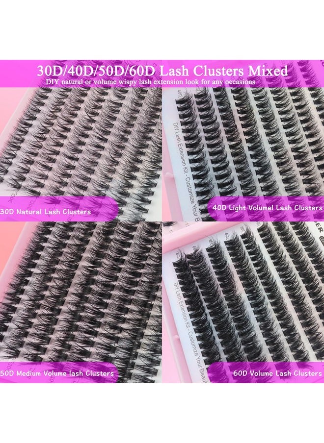 DAODER Wispy Lash Extension Kit 640Pcs Cluster Lashes Natural Look, Short Lash Clusters Kit 9-13mm 30D 40D 50D 60D D Curl Individual Lashes Kit with Lash Bond Seal Remover(30D+40D+50D+60D Kit 9-13mm)