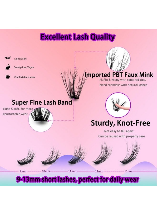 DAODER Wispy Lash Extension Kit 640Pcs Cluster Lashes Natural Look, Short Lash Clusters Kit 9-13mm 30D 40D 50D 60D D Curl Individual Lashes Kit with Lash Bond Seal Remover(30D+40D+50D+60D Kit 9-13mm)