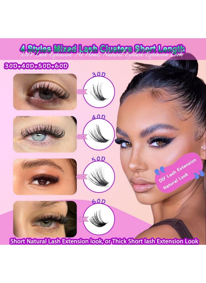 DAODER Wispy Lash Extension Kit 640Pcs Cluster Lashes Natural Look, Short Lash Clusters Kit 9-13mm 30D 40D 50D 60D D Curl Individual Lashes Kit with Lash Bond Seal Remover(30D+40D+50D+60D Kit 9-13mm)