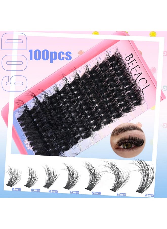 Lash Clusters Fluffy Individual Lashes D Curl Cluster Eyelash Extensions 14-25mm DIY Lash Extension Thick False Eyelashes Cluster Matte Black DIY Lashes Extension at Home (280pcs-60P+80P+100P)