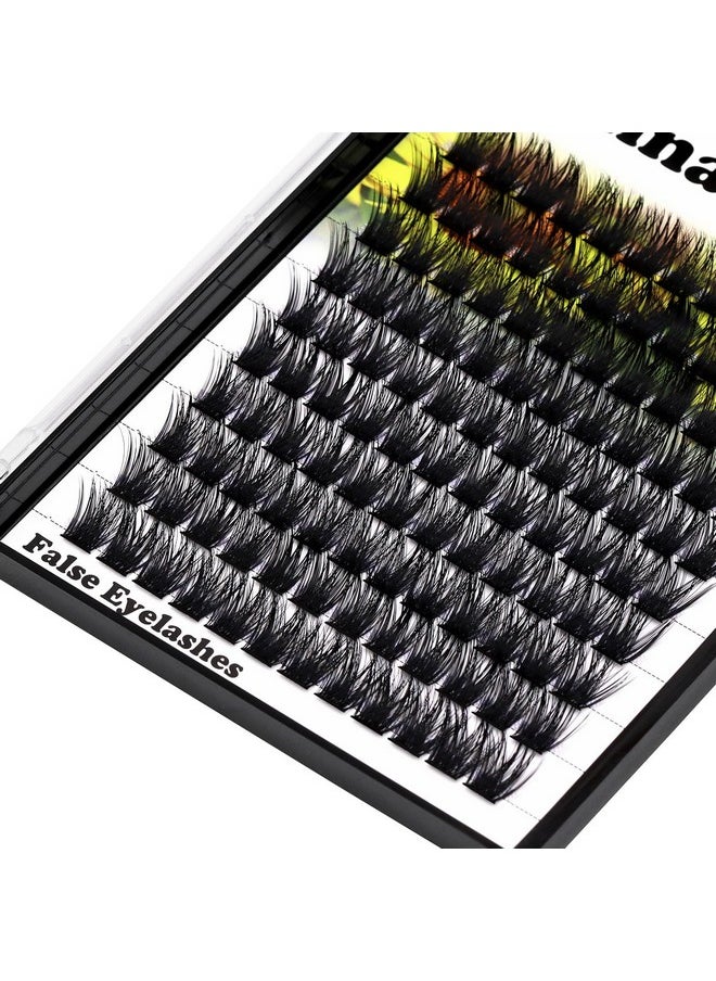 Hannahool Large Pack Wide Stem Cluster Eyelashes D Curl 10-20mm Available Handmade D Curl Wide Stem Individual False Eyelashes 5D Volume DIY Eye Lashes Extensions Beauty Tools (14mm)