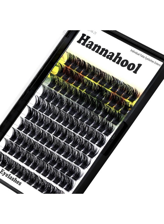Hannahool Large Pack Wide Stem Cluster Eyelashes D Curl 10-20mm Available Handmade D Curl Wide Stem Individual False Eyelashes 5D Volume DIY Eye Lashes Extensions Beauty Tools (14mm)