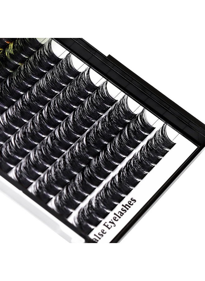 Hannahool Large Pack Wide Stem Cluster Eyelashes D Curl 10-20mm Available Handmade D Curl Wide Stem Individual False Eyelashes 5D Volume DIY Eye Lashes Extensions Beauty Tools (14mm)