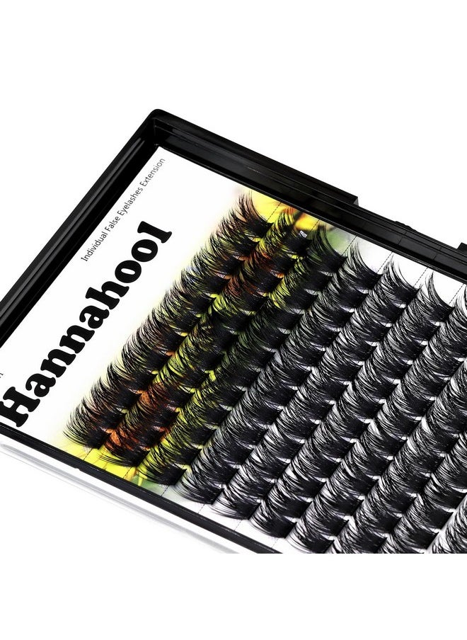 Hannahool Large Pack Wide Stem Cluster Eyelashes D Curl 10-20mm Available Handmade D Curl Wide Stem Individual False Eyelashes 5D Volume DIY Eye Lashes Extensions Beauty Tools (14mm)
