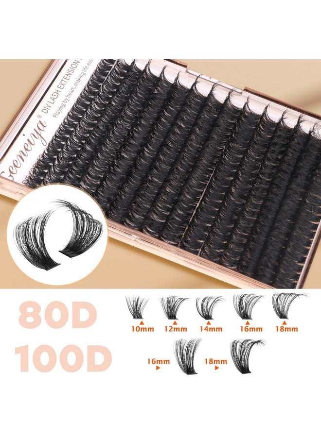 Geeneiya Volume Lash Clusters Kit DIY Lash Extension Kit D Curl Eyelash Extensions with Waterproof Lash Bond and Seal Waterproof Tweezers,10-14mm Eye Corner Eyelashes and 16-18MM Cluster Lashes 300Pcs