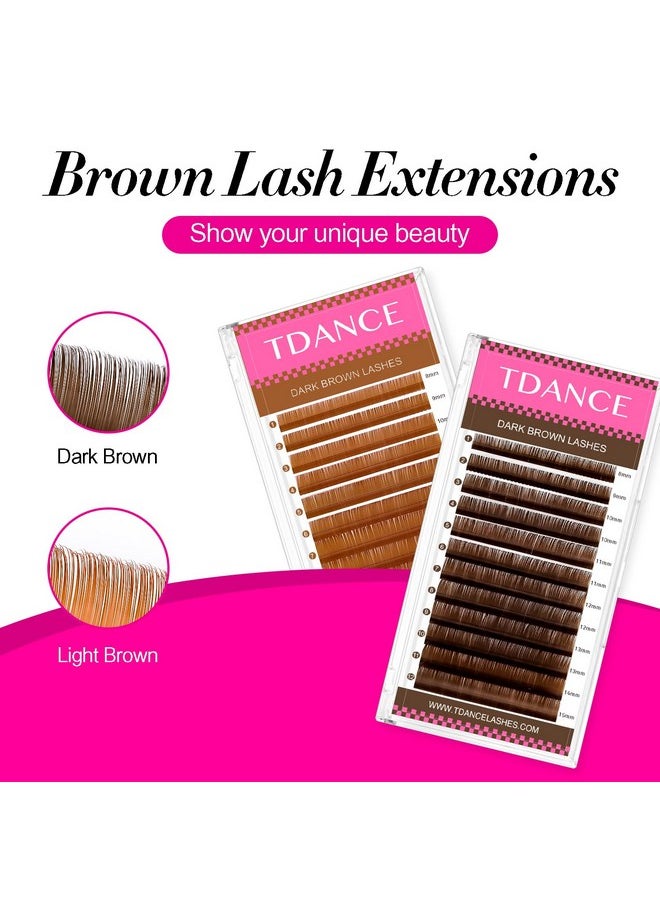 TDANCE Dark Brown Lash Extensions Colored Lash Extensions 0.03/0.05/0.07mm C/D Curl Premium Brown Lashes Salon Use Brown Eyelash Extensions(Dark Brown,0.05-D,8-15mm)