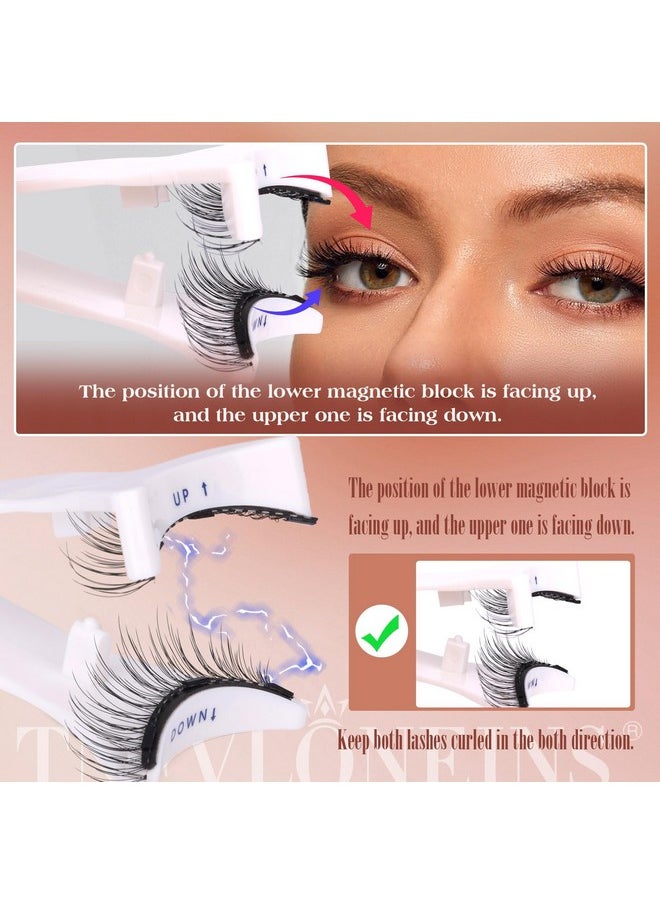 Magnetic Eyelashes Magnetic Lashes with Applicator No Glue or Eyeliner Clear Band Lashes Wispy Magnetic Eyelashes Look Like Lash Extension Natural Lashes by TNFVLONEINS