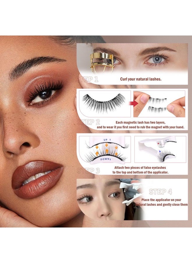 Magnetic Eyelashes Magnetic Lashes with Applicator No Glue or Eyeliner Clear Band Lashes Wispy Magnetic Eyelashes Look Like Lash Extension Natural Lashes by TNFVLONEINS