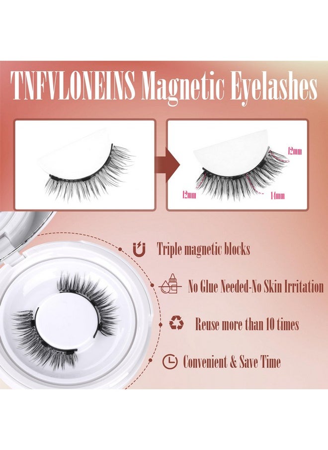 Magnetic Eyelashes Magnetic Lashes with Applicator No Glue or Eyeliner Clear Band Lashes Wispy Magnetic Eyelashes Look Like Lash Extension Natural Lashes by TNFVLONEINS