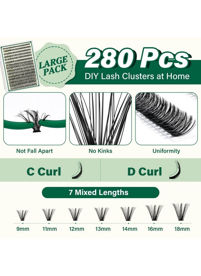 DIY Lash Extension Kit KEYYOU 300Pcs Individual Eyelash Extension Kit 40D 0.07D Curl 9-18MIX Lash Clusters Kit with Lash Glue Remover Applicator Easy to Use for Beginners(Kit-40D-0.07D,9-18MIX)