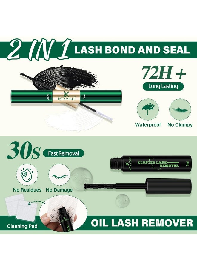 DIY Lash Extension Kit KEYYOU 300Pcs Individual Eyelash Extension Kit 40D 0.07D Curl 9-18MIX Lash Clusters Kit with Lash Glue Remover Applicator Easy to Use for Beginners(Kit-40D-0.07D,9-18MIX)