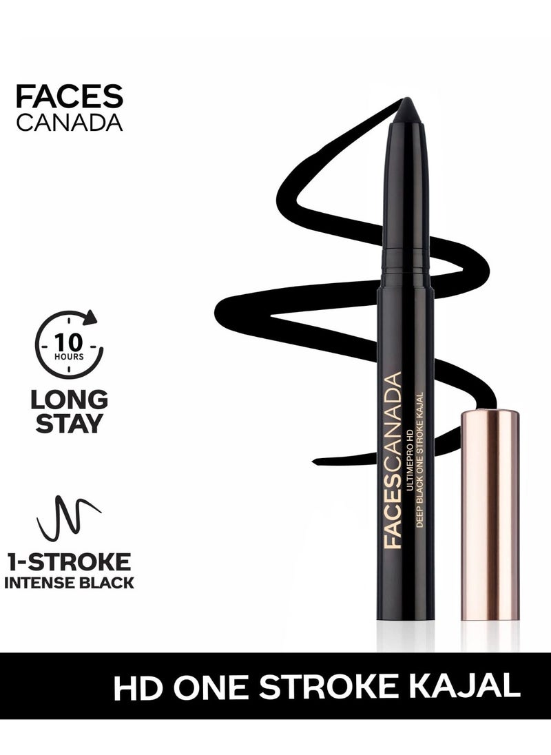 Ultime Pro Hd Deep Black One Stroke Matte Kajal, 1.4G | Waterproof | Sweatproof | Built-In Sharpener