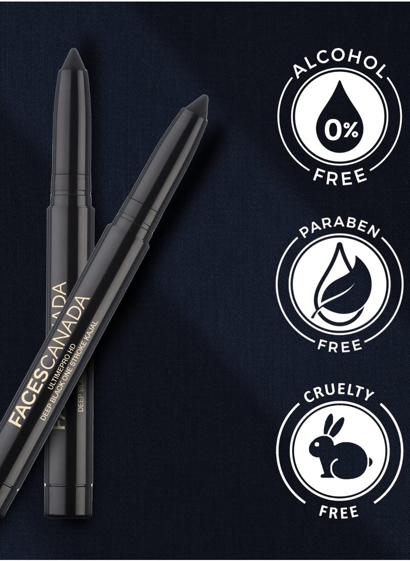 Ultime Pro Hd Deep Black One Stroke Matte Kajal, 1.4G | Waterproof | Sweatproof | Built-In Sharpener