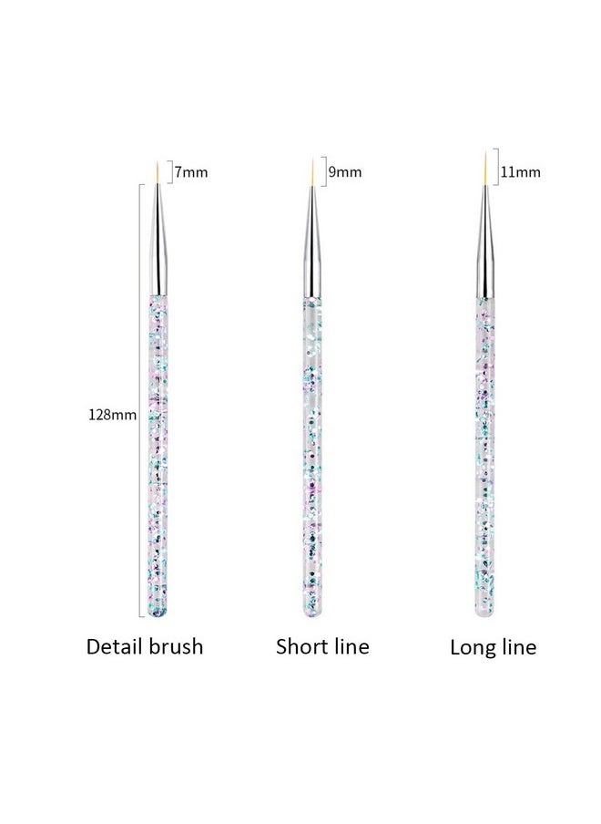 Bowitzki Professional Makeup Brush Line 3 Pieces Count Fine Point Eyeliner for Water Activated Eyeliner Graphic Liner Hydra Liner Nail Art (3 Eyeliner Brush)