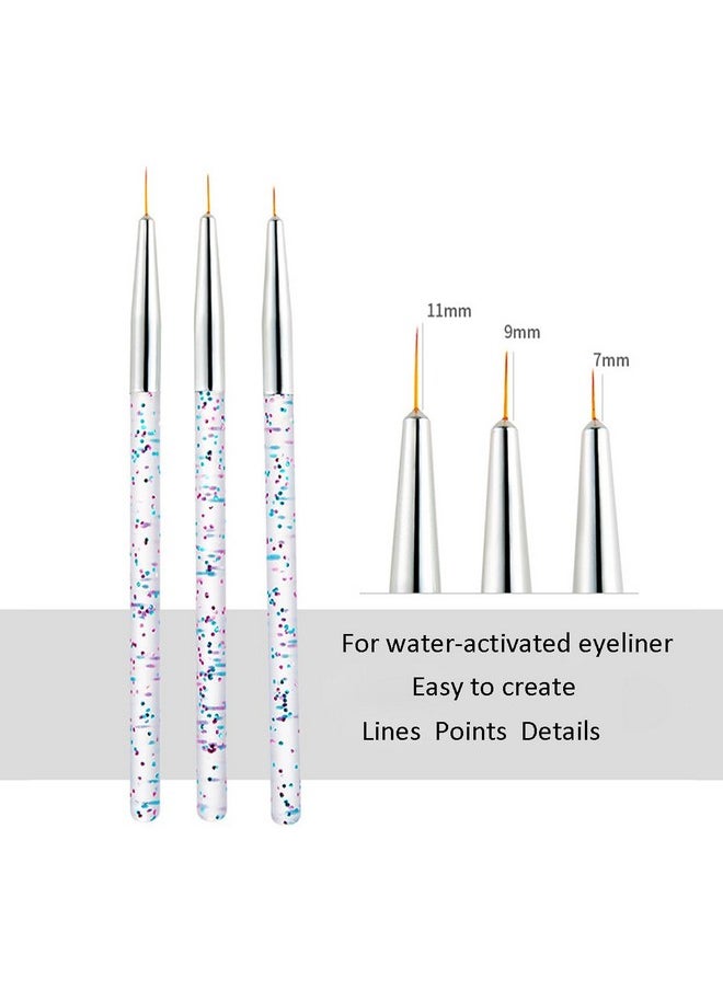 Bowitzki Professional Makeup Brush Line 3 Pieces Count Fine Point Eyeliner for Water Activated Eyeliner Graphic Liner Hydra Liner Nail Art (3 Eyeliner Brush)