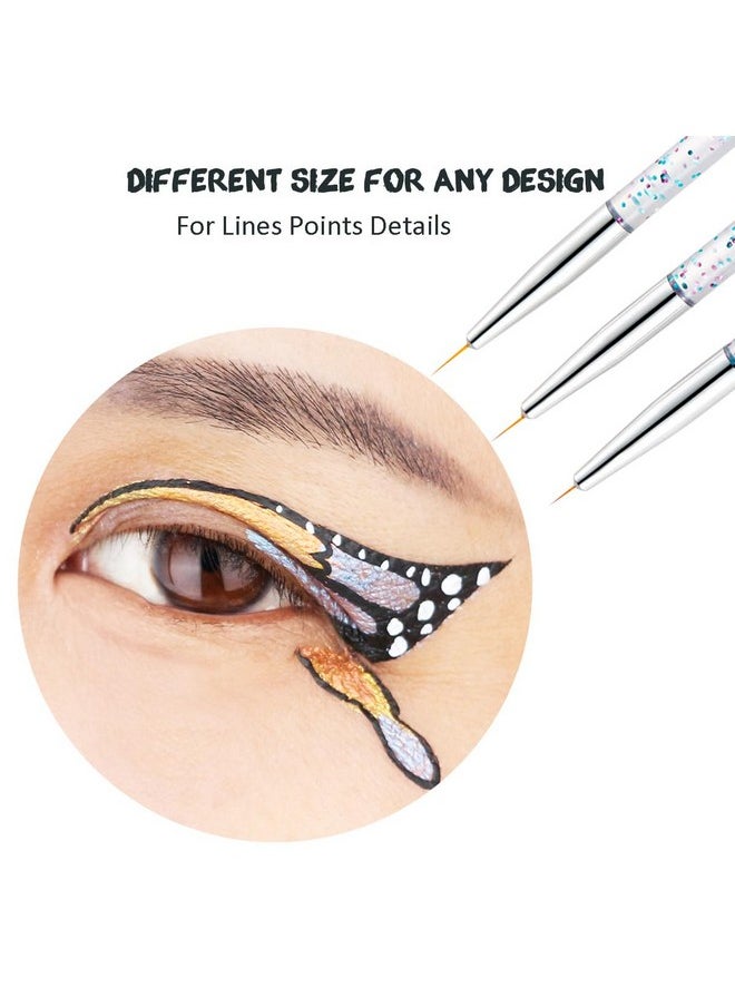 Bowitzki Professional Makeup Brush Line 3 Pieces Count Fine Point Eyeliner for Water Activated Eyeliner Graphic Liner Hydra Liner Nail Art (3 Eyeliner Brush)