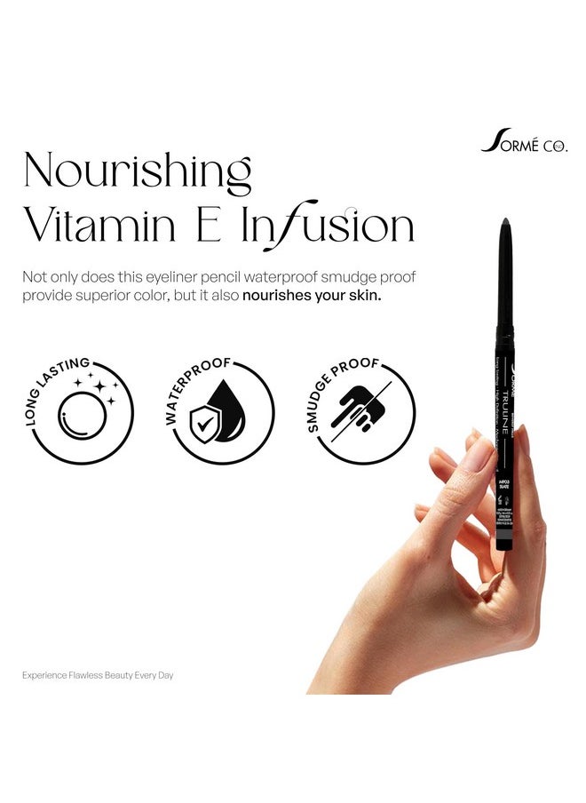 SORMÉ Truline Professional Mechanical Smudge Proof Eyeliner Pencil - Vitamin E Waterproof Gel Formula with Finest Color Pigment & Ultra Creamy - Nourishes Skin for All Day Long - 0.1 Ounce - Stone