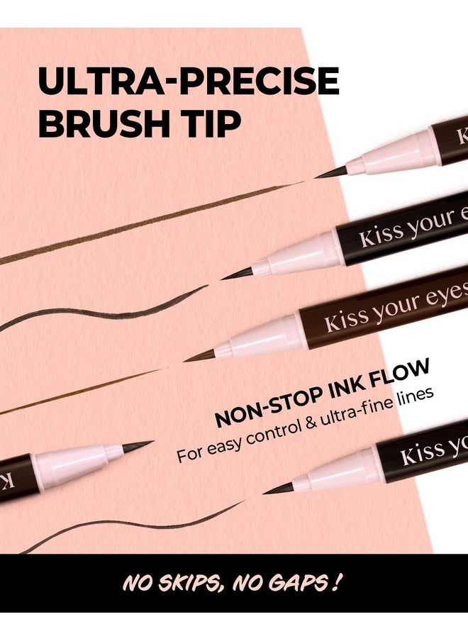 AMTS x True Beauty Edition Waterproof Liquid Brown Eyeliner | Kiss Your Eyes K-Beauty | Micro Thin Tip, All-Day Wear, Sweat-proof, Easy Glide, Fast Drying, Long Lasting, Agyo eyeliner