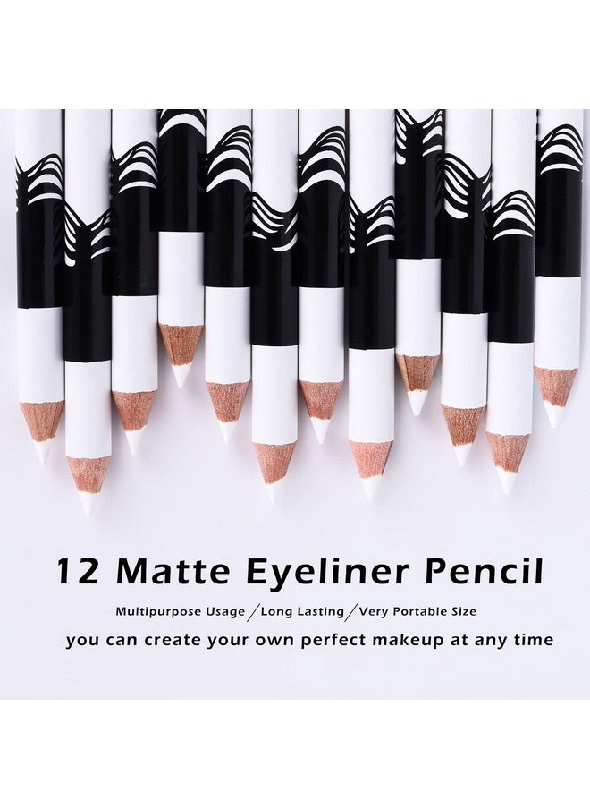 Ownest 12 Packs Professional Highlighter Eye Liner Pen, Soft Strokes Easy to Color Eyeshadow Pencil, Waterproof, Long lasting, White Eyeliner Pencil Makeup