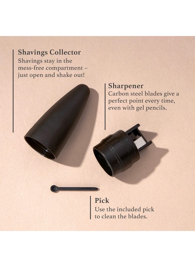 Julep Cosmetic Makeup Pencil Sharpener - Eyeliner, Lip Liner and Eyebrow Pencils - Compact Travel Friendly - Easy to Clean - Universal Sharpener for Wood and Plastic Pencils - German Made Steel
