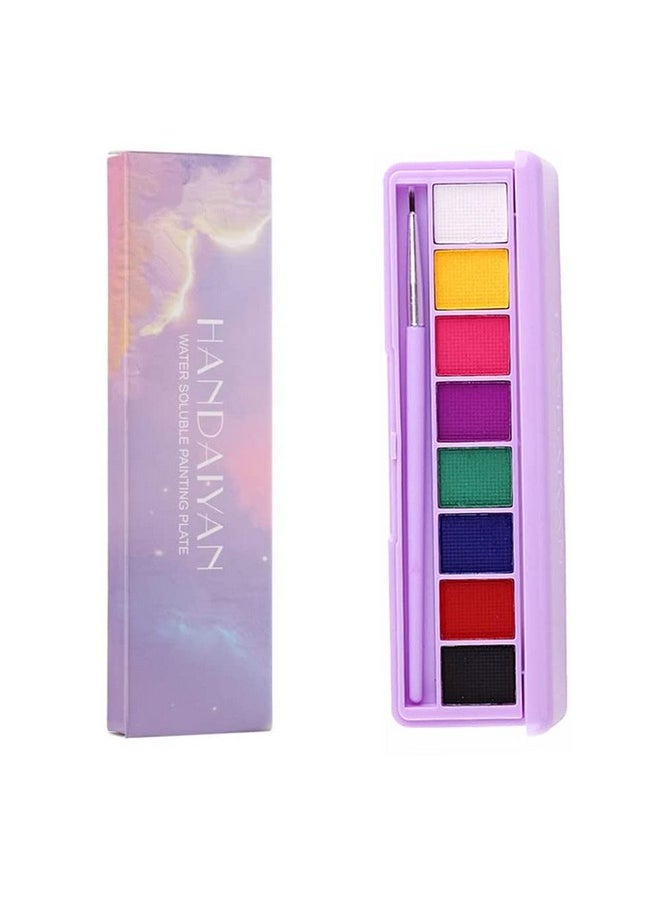 Go Ho 8 Colors Water Activated Eyeliner Palette,High Pigment Bright Vibrant Fluorescent Rainbow Colorful Eye/Face/Body Paint,Matte and UV Paint Graphic Eyeliner with Brushes -02