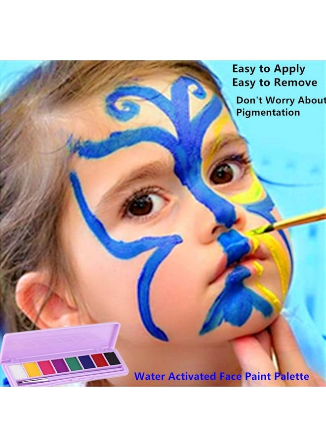 Go Ho 8 Colors Water Activated Eyeliner Palette,High Pigment Bright Vibrant Fluorescent Rainbow Colorful Eye/Face/Body Paint,Matte and UV Paint Graphic Eyeliner with Brushes -02