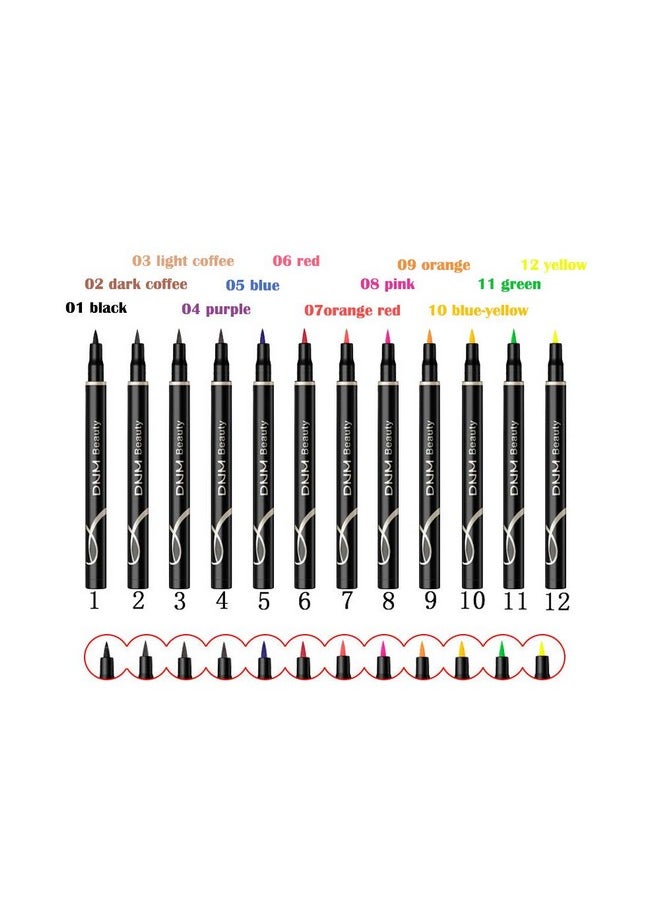 DNM Cat Eye Makeup Waterproof Neon Colorful Liquid Eyeliner Pen Make Up Comestics Long-lasting Black Eye Liner Pencil Makeup Tools (red)