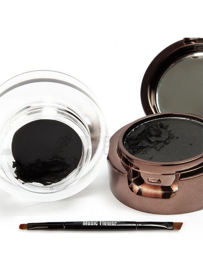 UCANBE 4 in 1 Black Brown Eyeliner Gel and Eyebrow Powder Makup Set Professional Water-proof Long Lasting Eye Liner Brow Kit with Double Ended Brush