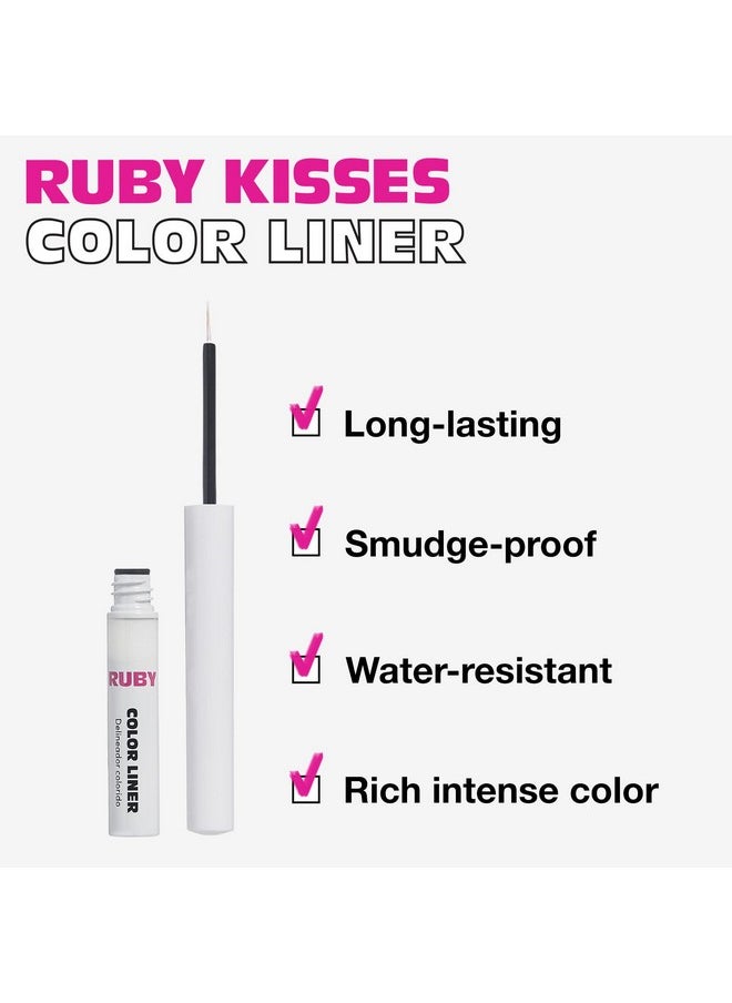 Ruby Kisses Color Liquid Eyeliner Water Resistant Long Lasting Eyeliner 3 ml (0.10 fl.oz.) (White)