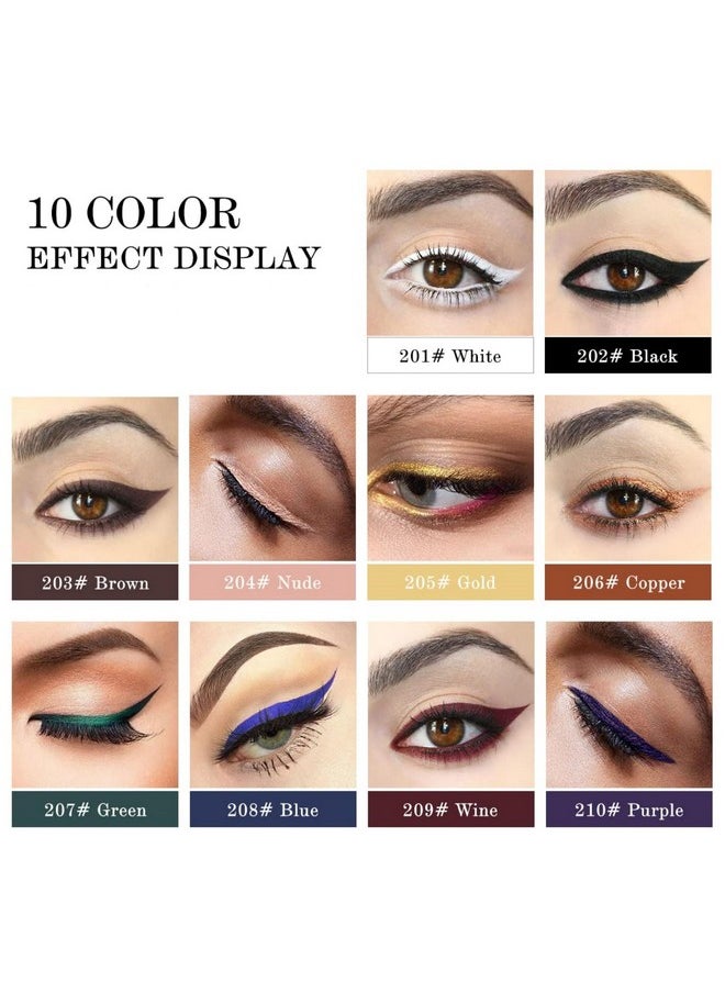 MAEPEOR Gel Eyeliner 10 Colors Smooth Cream Matte Eyeliner Gel Longlasting Waterproof and Smudgeproof High Pigment Eyeliner with Brush (07 Green)