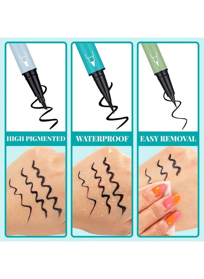 UCANBE 3pcs Black Liquid Eyeliner Kit Included 3 Brush Tip for Ultra Precision, Quick Drying, Smooth Glide, Smudge-Resistant, Waterproof Pigmented Up To 24 Hours Liquid Liner Eye Makeup Set