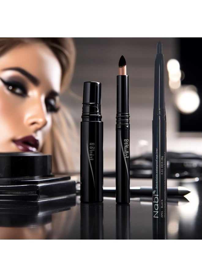12pcs Nabi Retractable Waterproof Black Eyeliner (Wholesale Lot) Pencil