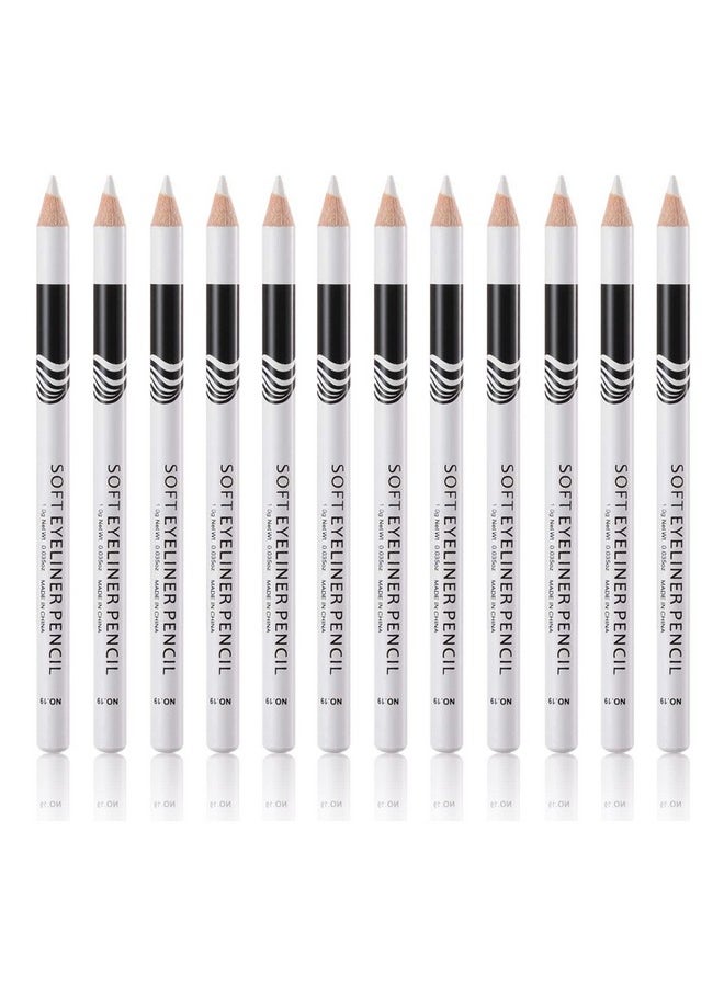 Go Ho 12 PCS White Eyebrow Eyeliner Pencils,White Eyeshadow Makeup Pen,Sweatproof Eye Highlighter Makeup Pencil,Long-lasting Nice Color Eye Brow Gel Pen,Brow Tint Pencils（White）
