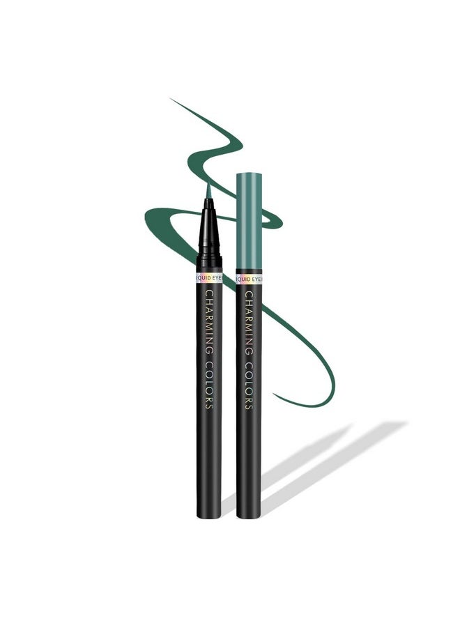 Music Flower Eyeliner Pen,Colored Matte Liquid Eyeliner Waterproof Smudge Resistant with Precise Tip (Green)