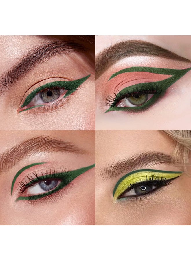 Music Flower Eyeliner Pen,Colored Matte Liquid Eyeliner Waterproof Smudge Resistant with Precise Tip (Green)