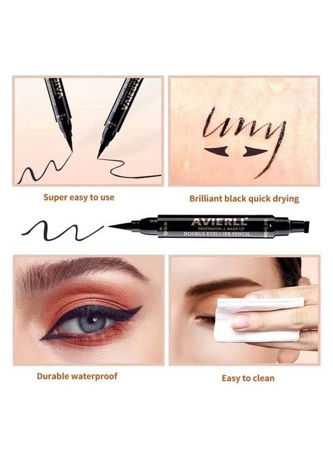 AVIERLL Winged Eyeliner Stamp-2 Pens, Smudge Proof Waterproof Long Lasting quick flick wingliner, Vamp Style Wing Eye Liner Pen Black (Left and Right)