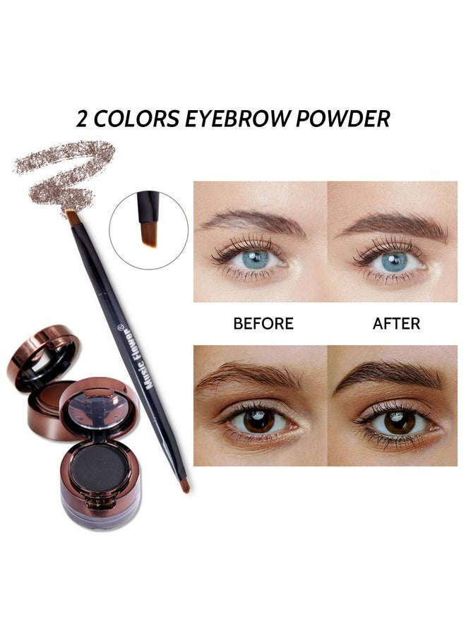 Music Flower Gel Eyeliner Eyebrow Powder, Black and Brown Waterproof Smudgeproof Long Lasting Makeup Eyeliner Gel with Brush Mirror, 0.49 Ounce, Pack of 2