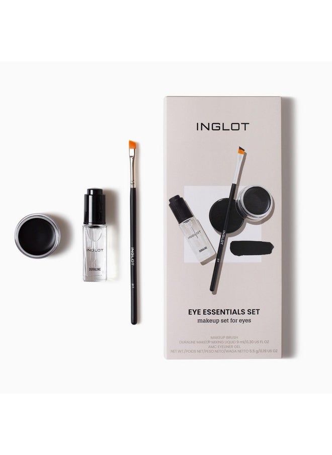 Inglot Eye Essentials Set | Duraline + AMC Eyeliner Gel 77 + Makeup Brush 31T |