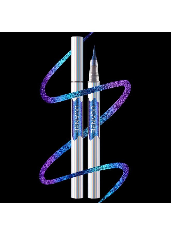 UCANBE Chameleon Liquid Eyeliner - Blue Purple, Multi-Chrome Metallic Shift Eyeliner, Waterproof Glitter Eyeliner with Soft Fine Tip for Multi-Dimensional Eye Looks