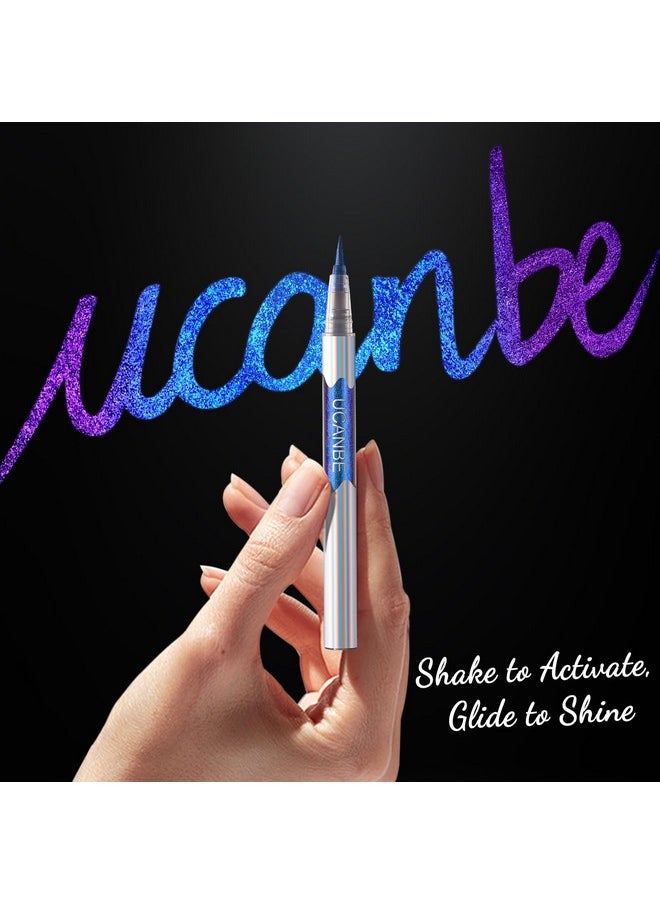 UCANBE Chameleon Liquid Eyeliner - Blue Purple, Multi-Chrome Metallic Shift Eyeliner, Waterproof Glitter Eyeliner with Soft Fine Tip for Multi-Dimensional Eye Looks