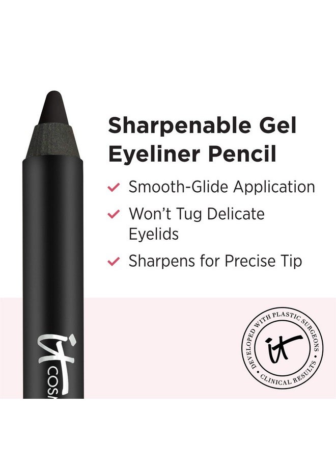 IT Cosmetics Superhero No-Tug Gel Eyeliner, Super Black - Intense Ultra-Black - Waterproof, Blendable Formula - Sharpenable Pencil - 0.042 oz