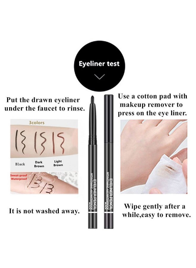 Go Ho Black,Light Brown,Dark Brown Eyeliner Pencils,6 Pack Gel Eye Liner Makeup Pencil,High Pigment Smooth Eyeliner Stick,Soft Easy to Color Eye Liner Pen