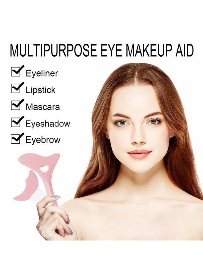 SUMEITANG Eyeliner Stencils 2Pcs Reusable Silicone Eyeliner Aid Mascara Shield Multifunctional Makeup Stencil for Beginners Eyeliner Eyelash Eyeshadow Lipstick Applicator Guide Tool Easy to Use-Pink