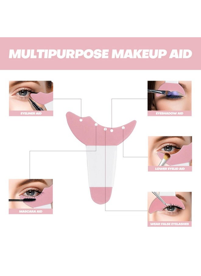 SUMEITANG Eyeliner Stencils 2Pcs Reusable Silicone Eyeliner Aid Mascara Shield Multifunctional Makeup Stencil for Beginners Eyeliner Eyelash Eyeshadow Lipstick Applicator Guide Tool Easy to Use-Pink