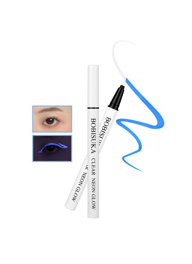 BOBISUKA Clear UV Neon Glow Eyeliner Pen, Invisible Ink White Eye Liner Pen, Waterproof Smudge-proof Graphic Liners, Eye Makeup Kit for Rave Accessories Party