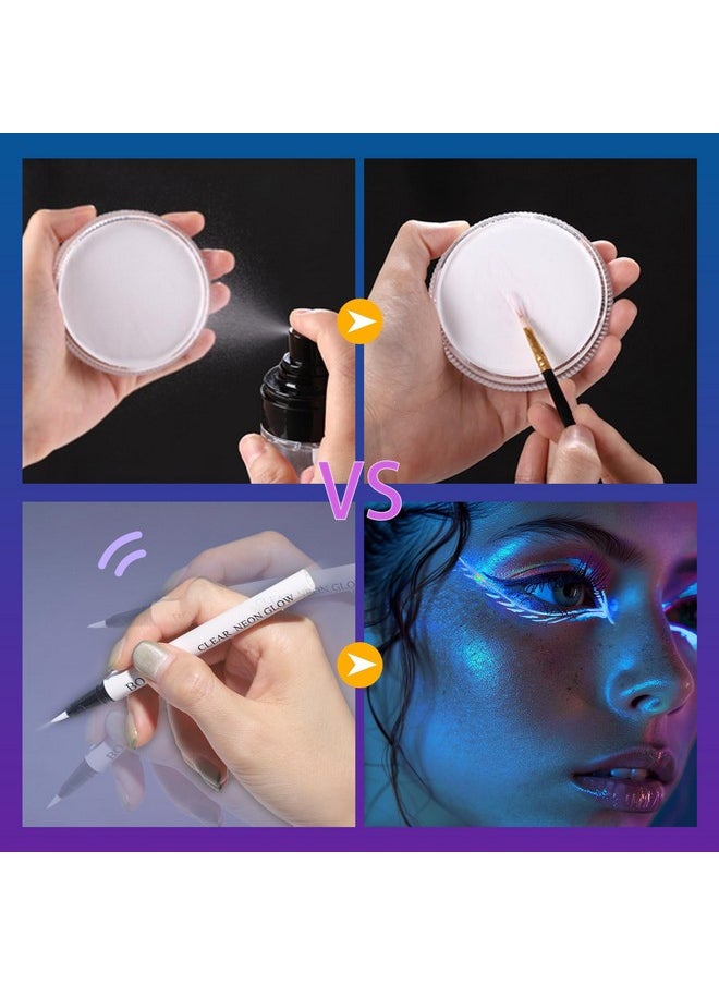 BOBISUKA Clear UV Neon Glow Eyeliner Pen, Invisible Ink White Eye Liner Pen, Waterproof Smudge-proof Graphic Liners, Eye Makeup Kit for Rave Accessories Party