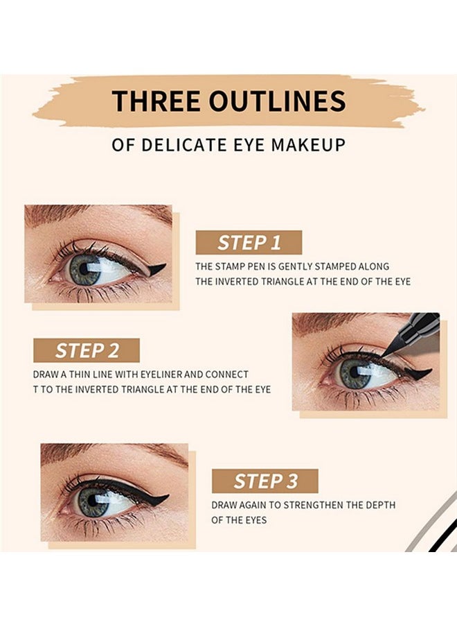 Go Ho Black Liquid Eyeliner Stamp,Eyeliner Stamp Wingliner,Winged Eyeliner Stamp for Cat Eyes,Double-Side Waterproof Liquid Eyeliner Pen,Long-lasting Smudge-proof Eye Liner Makeup Tools,1 PC